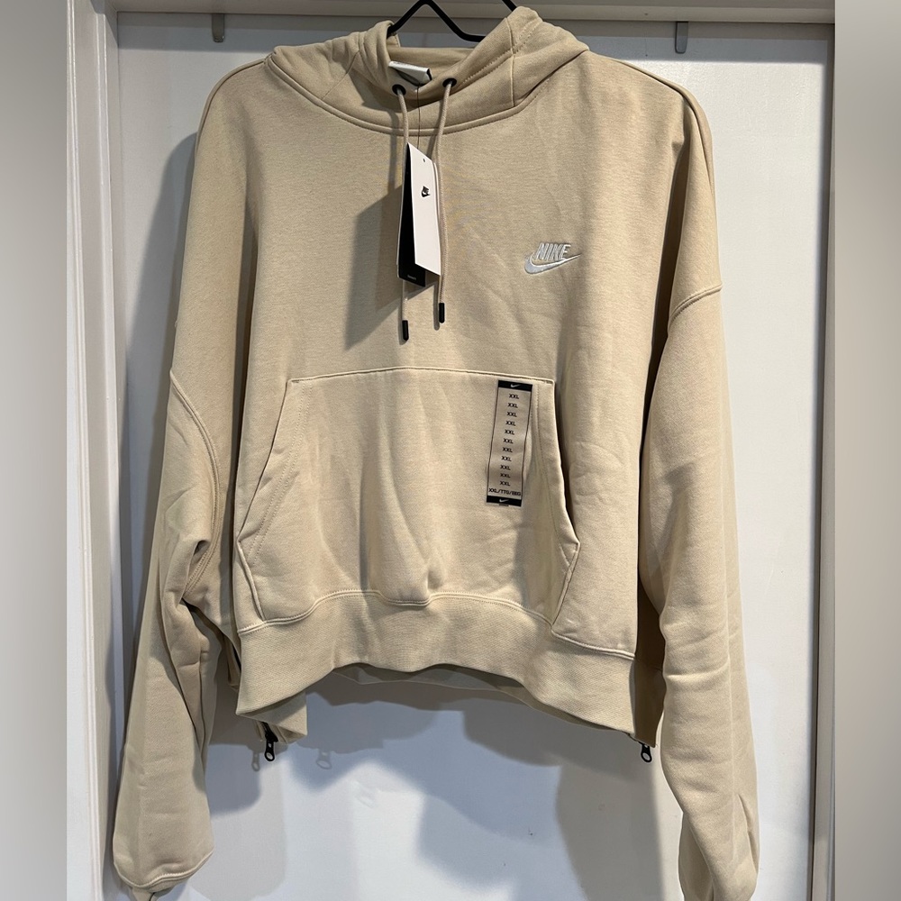 NWT Women’s Nike side zip cropped hoodie XXL in color stone
